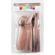 Plastic Cutlery - Rose Gold Assorted Pk24