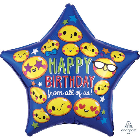 Foil Balloon 18" - Happy Birthday from All of Us (Star-shaped)