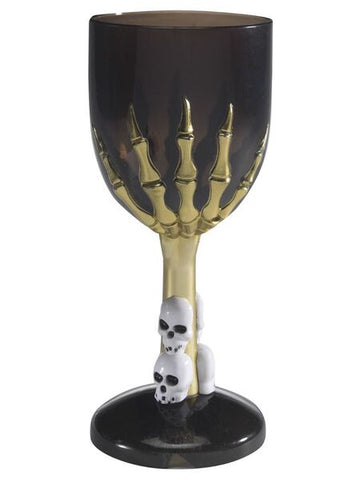 Gothic Wine Glass - Black With Skeleton Hand Stem
