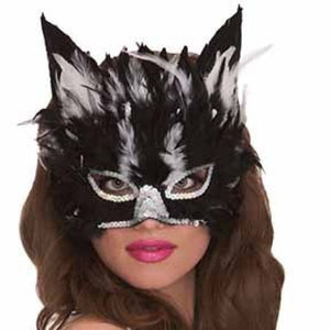 Eye Mask - Black Cat Feather Mask