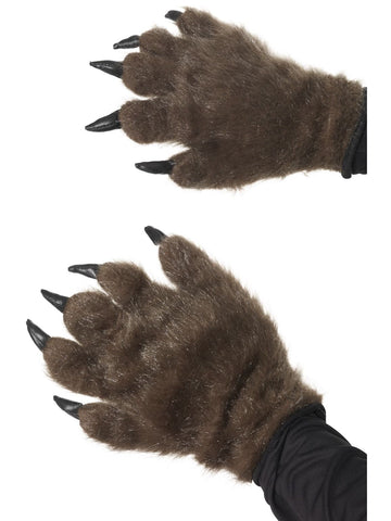 Hairy Halloween Monster Hands Gloves - Brown
