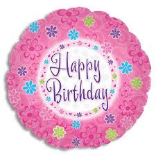 Foil Balloon 18" - Happy Birthday Pinkish Flower