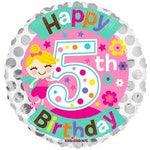 Foil Balloon 18" - 5th Birthday_Girl
