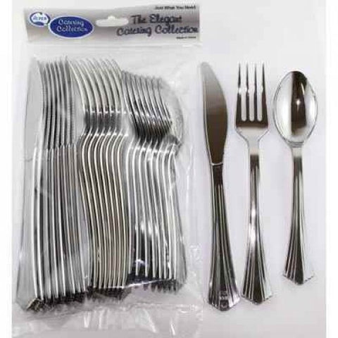 Plastic Cutlery - Silver Assorted Pk24
