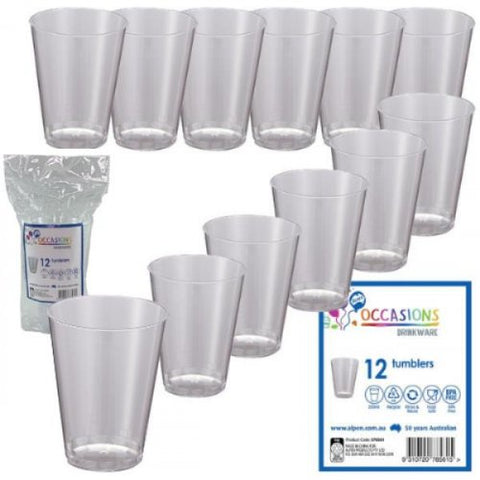 Clear Cups -  Plastic Tumbler 200ml Pack 12