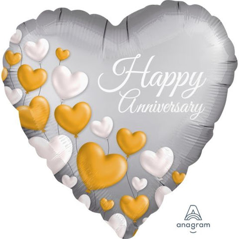 Foil Balloon  18" - Anniversary Hearts Satin