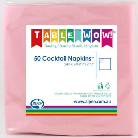 Napkins Cocktail - Light Pink 2PLY Pk50