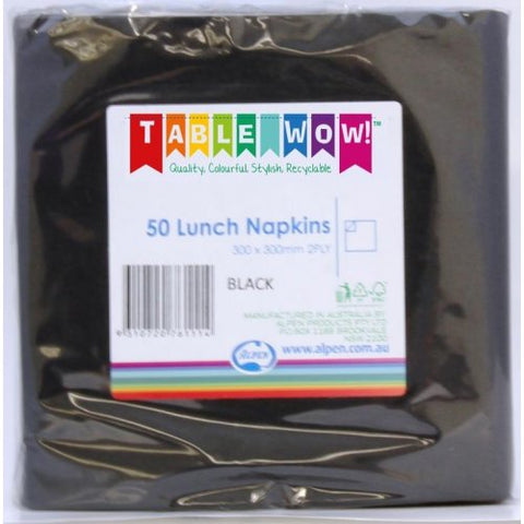 Lunch Napkins - Black 33x33cm 2ply Pack of 50