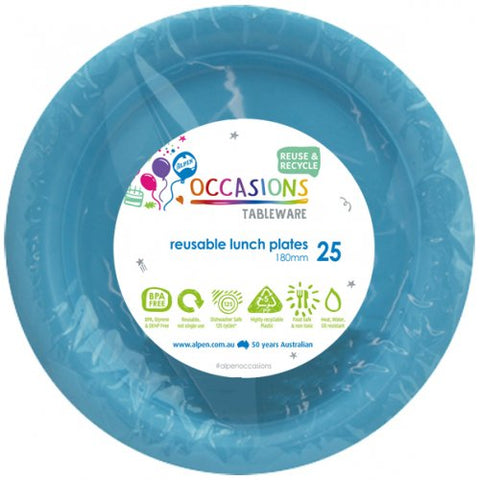 Reusable Lunch Plates - Light Blue Pk25