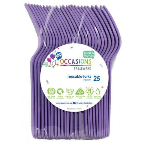 Reusable Plastic Forks - Purple Pk 25