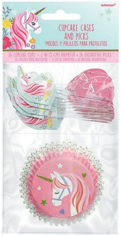 Cupcake Topper - Magical Unicorn Cupcake Cases & Plastic Picks Pack