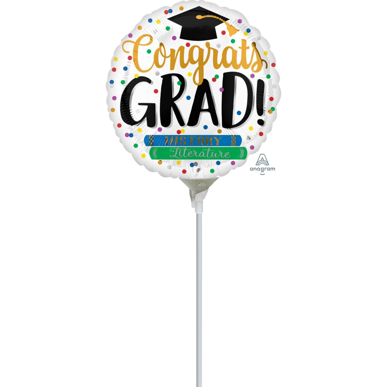 Foil Balloon 14" -Anagram Microfoil 22cm (9") Congrats Grad Books - Air fill Store Collect Only