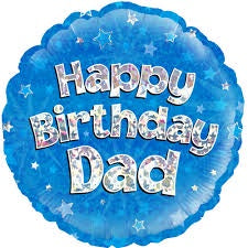 Foil Balloon 18" - Happy Birthday Dad Star Blue