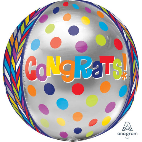 Foil Balloon Orbz - Orbz XL Dotty Geometric Congrats