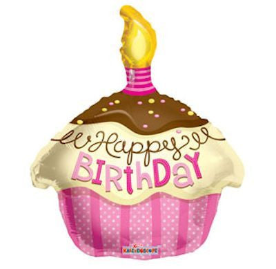 Foil Balloon Junior Shape - Birthday Cupcake Pink