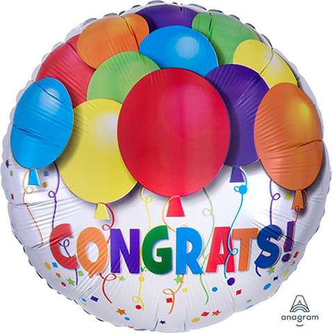 Foil Balloon 18" - Congratulations with Rainbow Balloons
