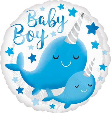 Foil Balloon 17" - Narwhal Baby Boy