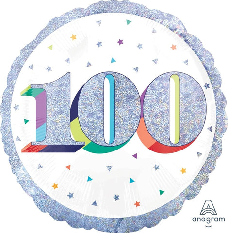 Foil Balloon 18" - Here's To Your 100th Birthday Holographic