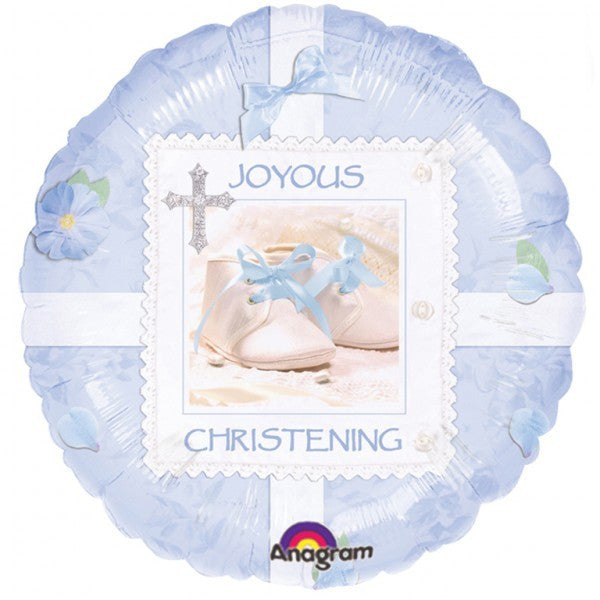 Foil Balloon 18" - Joyous Christening Blue