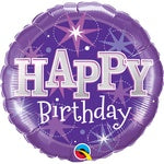 Foil Balloon 18" - Happy Birthday Sparkle Purple