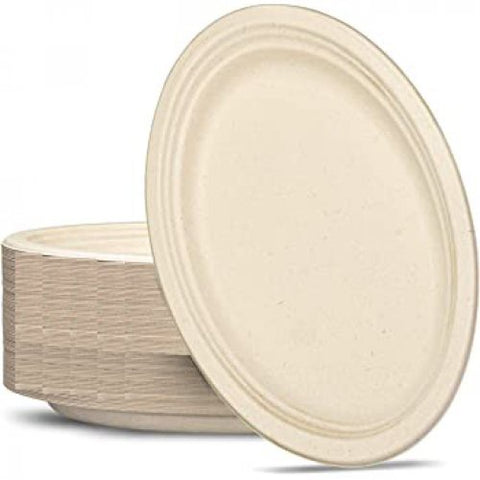 Sugarcane Oval Plates -  325x260mm Natural Pack of 50
