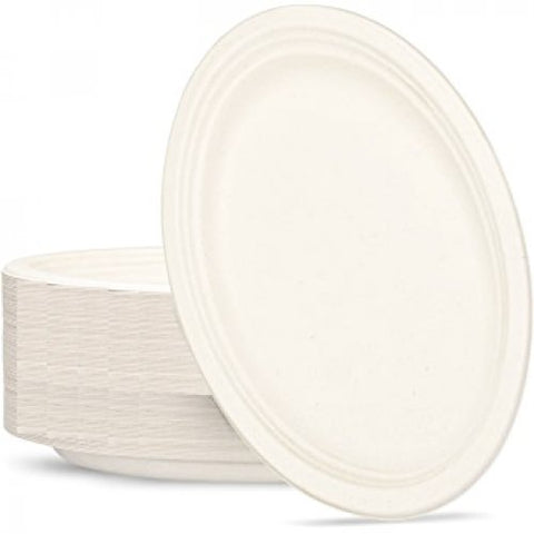 Sugarcane Oval Plates - 325x260mm White P50