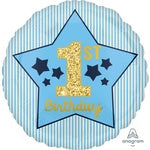 Foil Balloon 18" - Anagram 1st Birthday Blue and Gold