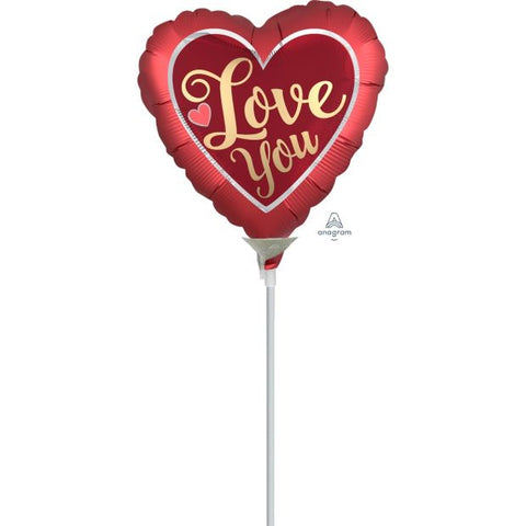 Foil Balloon 9" - Anagram Microfoil 22cm Love You Satin Sangria & Gold  Air Filled ( In Store Only )