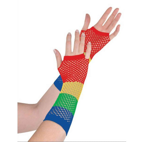 Fishnet Gloves - Long Rainbow