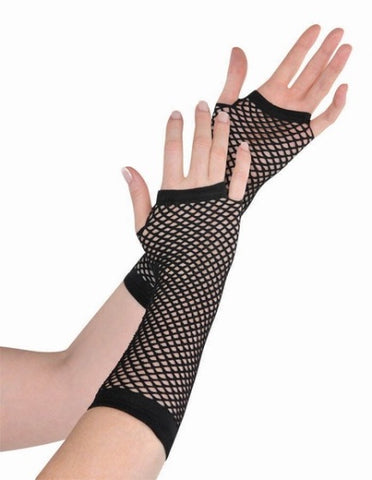 Fishnet Gloves - Long Black