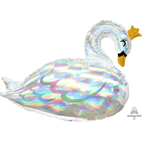 Foil Balloon SuperShape - Holographic Iridescent Swan