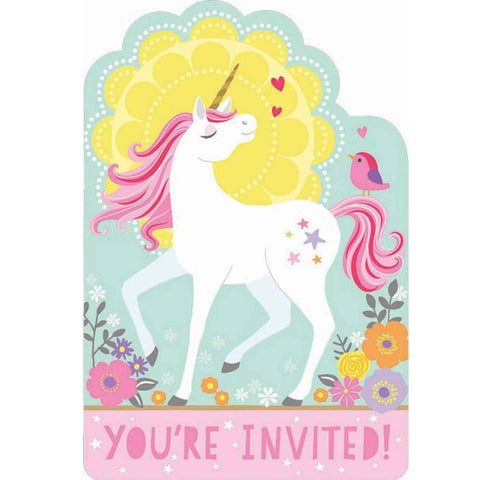 Invites - Magical Unicorn Postcard Invitations 8Pcs