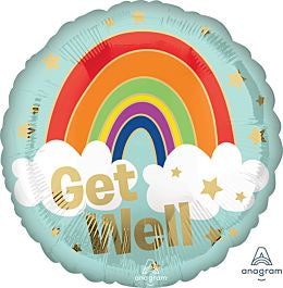 Foil Balloon 18" - Get Well Golden Rainbow