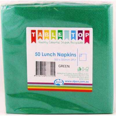 Lunch Napkin - Green 2 Ply Pk 50