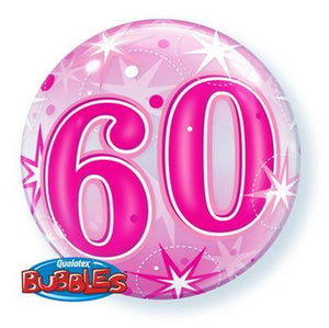 Bubble Balloon 22" - 60th Starburst Sparkle Pink