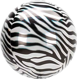 Foil Balloon Orbz 15'' - Zebra Print