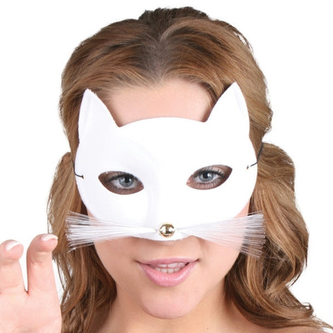Eye Mask - Masquerade Tabby Cat w/Whiskers (White)