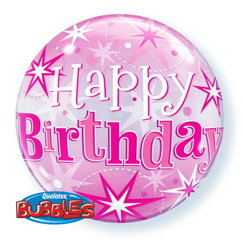 Bubble Balloon 22" - Birthday Pink Starburst Sparkle