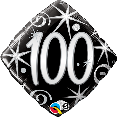 Foil Balloon 18" - 100th Elegant Sparkles & Swirls