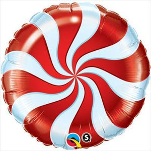 Foil Balloon 18" - Candy Swirl Red