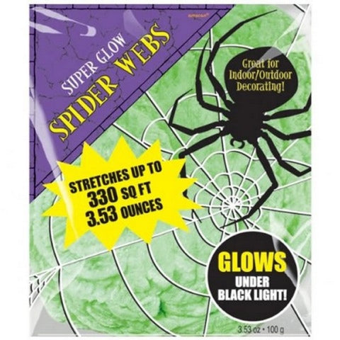 Spider Web - Decoration Polyester Green Glows Under Black Light