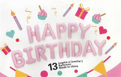 Juniorloon Foil Balloon - Happy Birthday Kit Set Light Pink