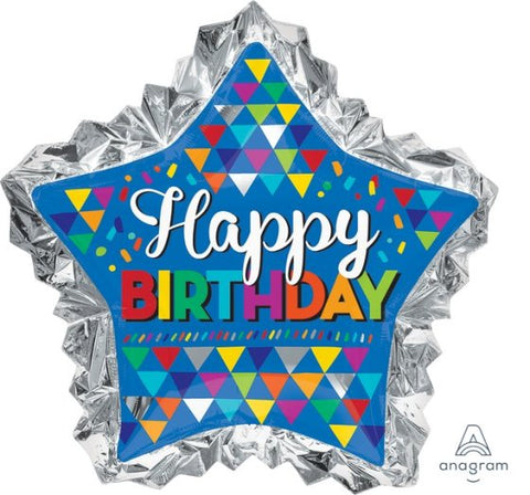 Foil Balloon Supershape - Happy Birthday Primary Sketchy Patterns