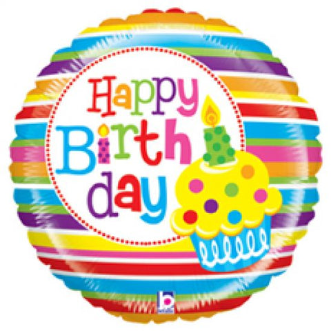 Foil Balloon 21" - Betallic Foil 21" Mighty Bright Cupcake Birthday