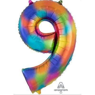 Foil Balloon Megaloon - 9th SuperShape Rainbow Splash Numeral 9