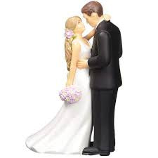 Cake Topper - Bride & Groom with Bouquet Plastic