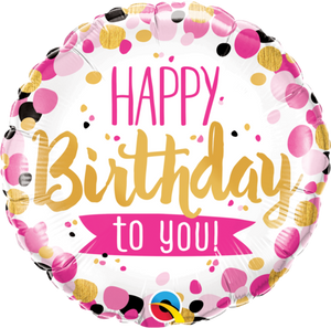 Foil Balloon 18" - Qualatex Foil 45cm Happy Birthday To You Pink and Gold