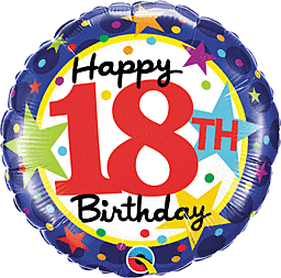 Foil Balloon 18" - Happy 18th Birthday Stars Blue