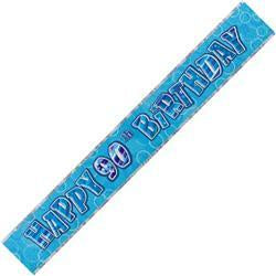 Banner - 90th Birthday Blue Holographic 3.6m
