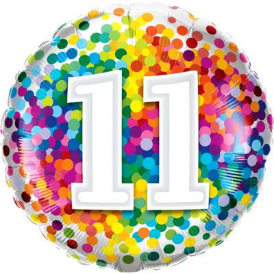 Foil Balloon 18" - 11th Rainbow Confetti